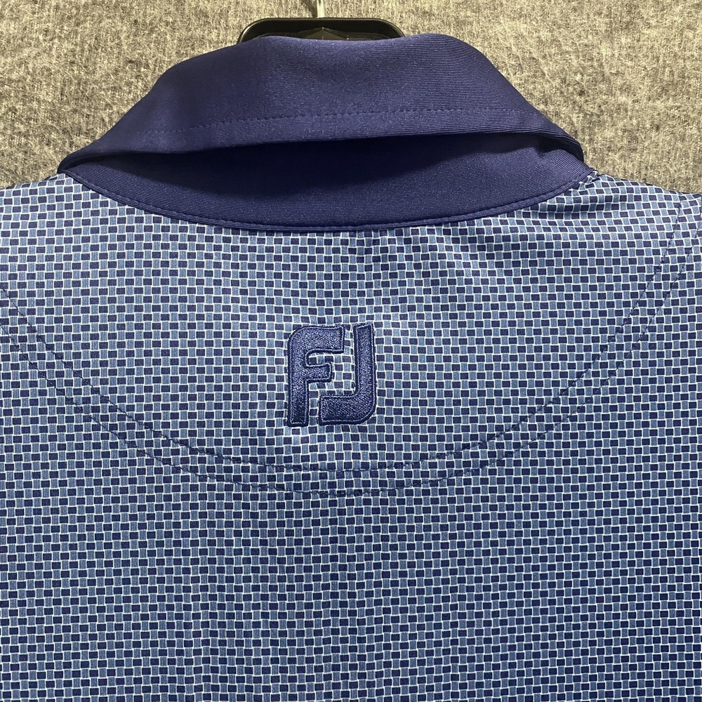 FootJoy Polo Shirt Mens XL Blue Geometric‎ Golf Performance Stretch Athletic - Picture 5 of 9
